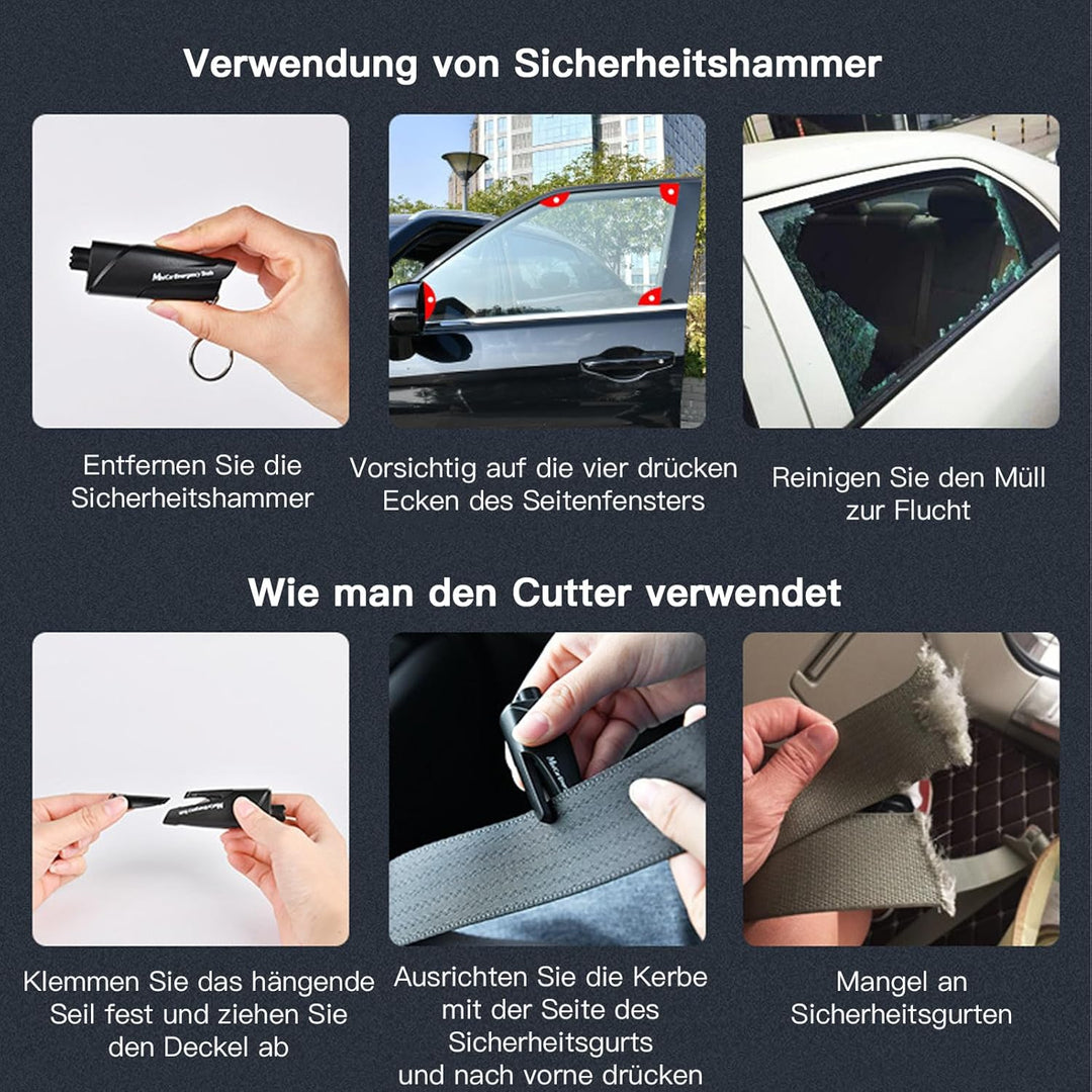 10 Stück Gurtschneider Notfallhammer, Notfallhammer Auto Mit Gurtschneider, Tragbar und einfach zu b