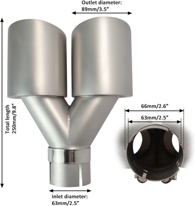 63mm Auspuffspitzen Auspufftopf Edelstahl und Frost mit Löchern Auto End Endschalldämpfer, Einlass 2