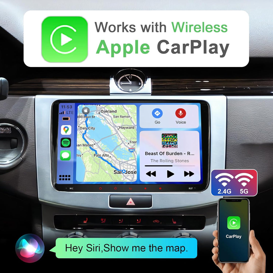 Woibugee 8-Core VW Radio for VW Golf 5 6 Seat Passat Caddy Sharan Tiguan, Wireless Apple CarPlay & A