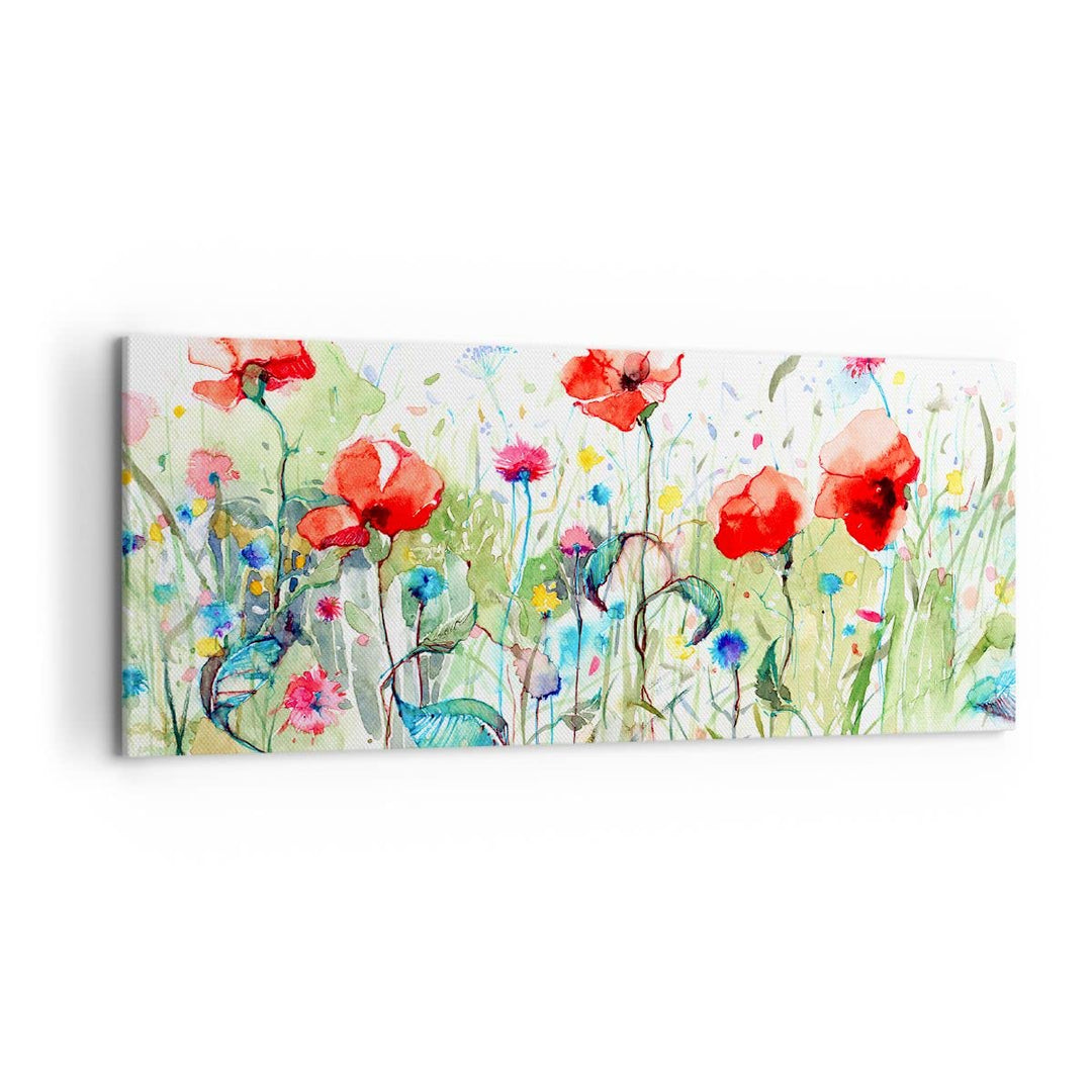 Wandbilder Dekoration Wohnzimmer Blumen Wiese Blatt Natur Panorama Bilder auf Leinwand 120x50cm Lein