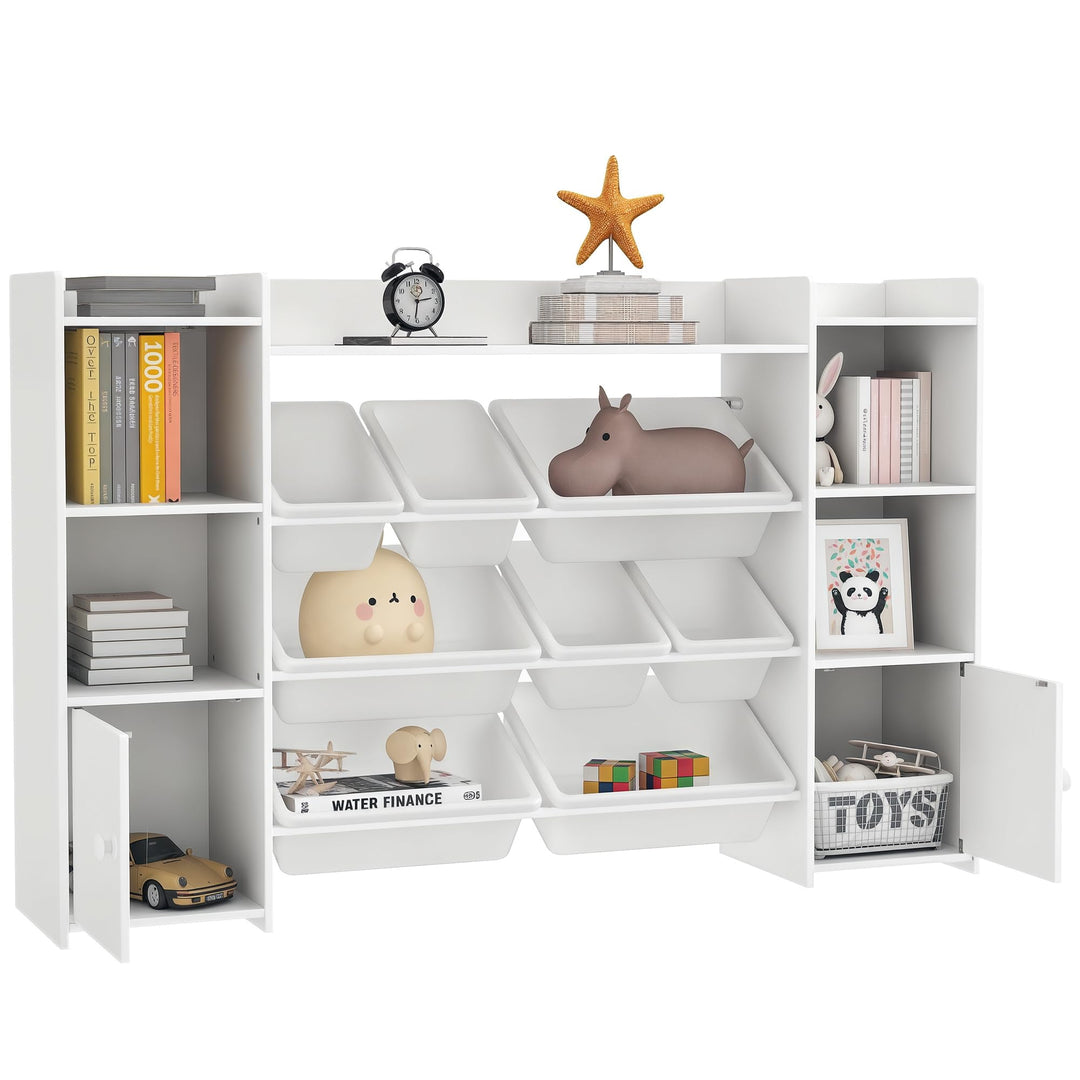 AIYAPLAY Kinderregal, Spielzeugregal Bücherregal mit 8 herausnehmbaren Aufbewahrungsboxen, 4 offenen