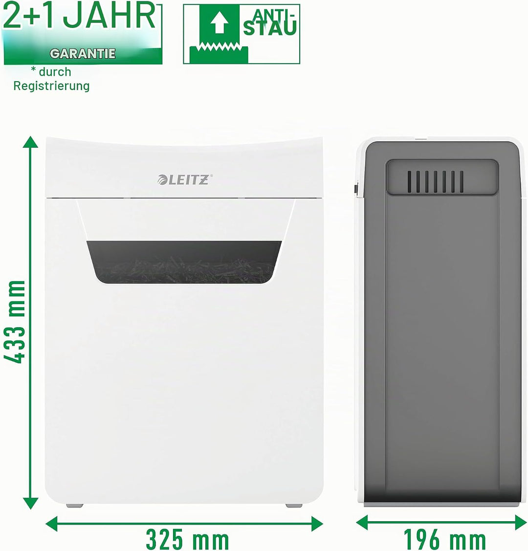 Leitz IQ 4M Premium Aktenvernichter P5 fürs Büro und Zuhause, Mikroschnitt, 4 Blatt, 14l-Abfallbehäl