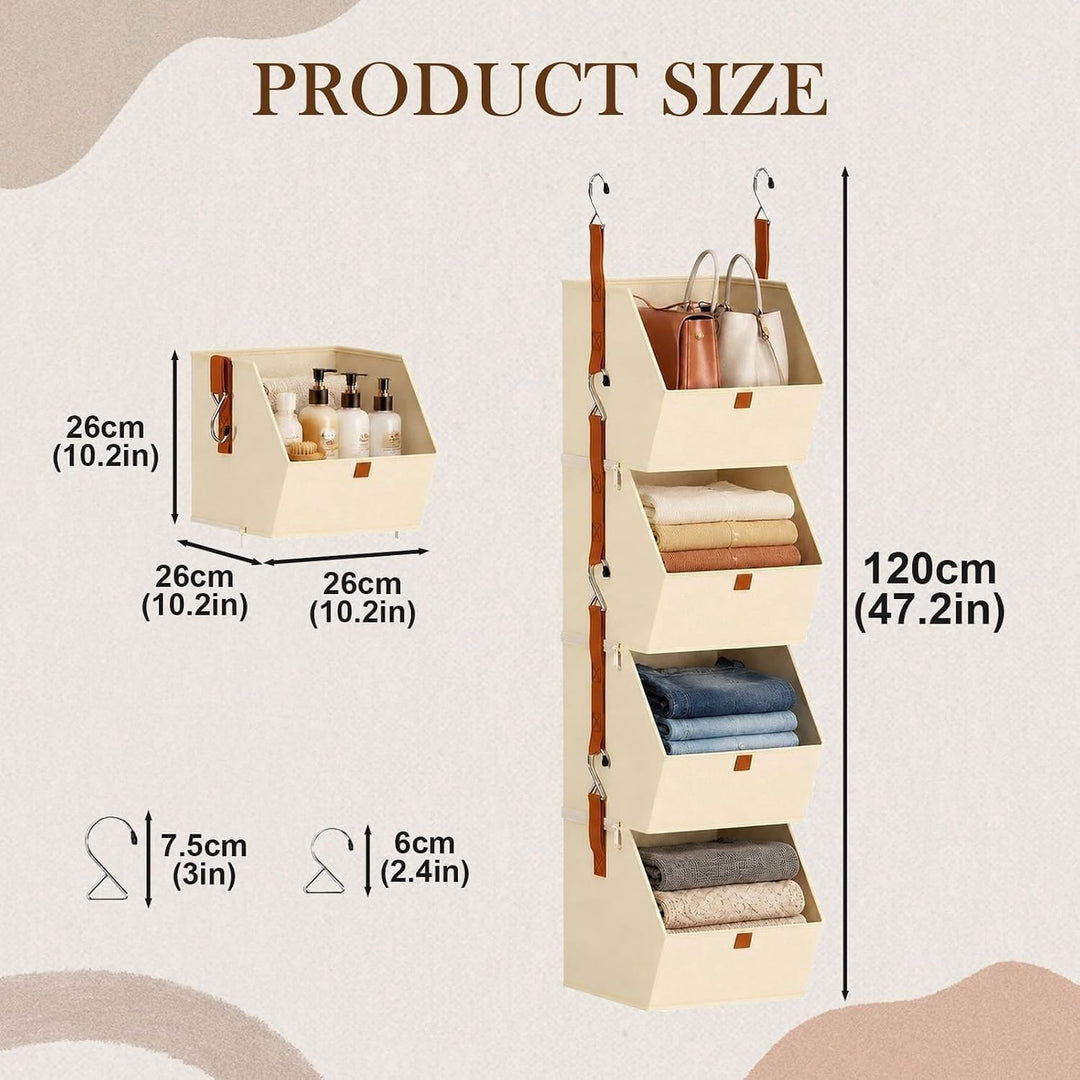 Hängeorganizer - 26 x 26 x 26 cm Hängender Schrank-Organizer mit 4 Etagen - Schrankeinsatz Kleidersc
