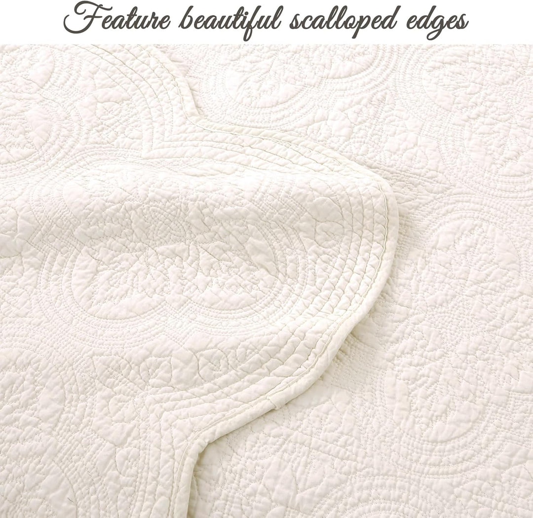 Cozy Line Home Fashions Viktorianisches Medaillon, massives Elfenbein, Matelasse-Prägung, 100% Baumw