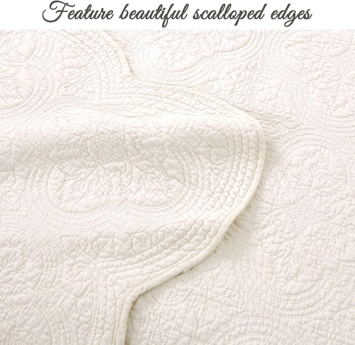 Cozy Line Home Fashions Viktorianisches Medaillon, massives Elfenbein, Matelasse-Prägung, 100% Baumw