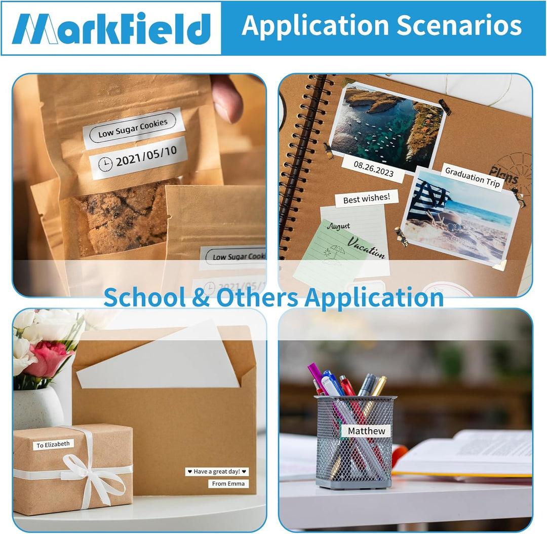 6x MarkField Kompatibel mit Dymo Letratag Etikettenband, Kompatibel mit Dymo Letratag SchriftBänder