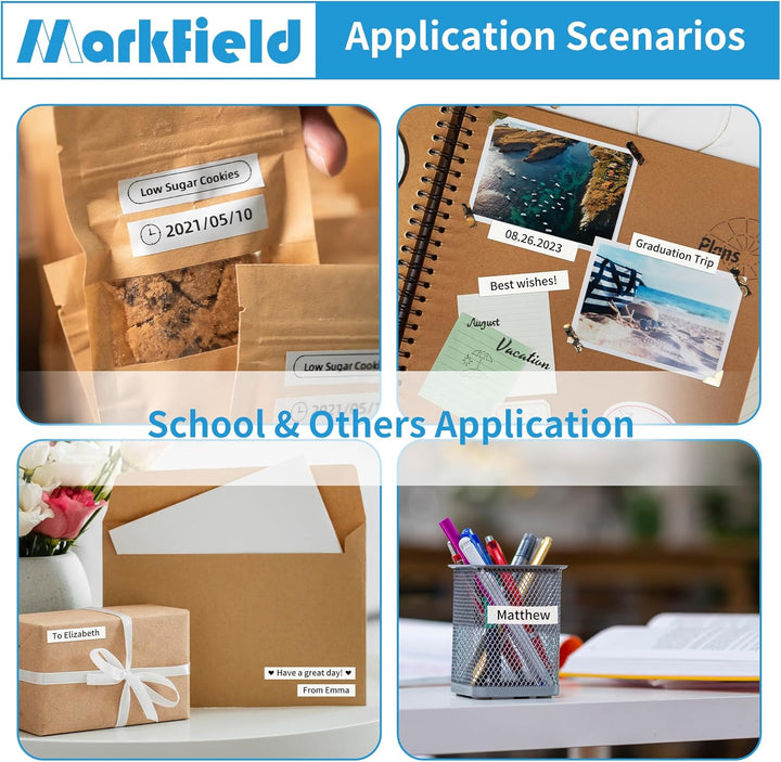 6x MarkField Kompatibel mit Dymo Letratag Etikettenband, Kompatibel mit Dymo Letratag SchriftBänder