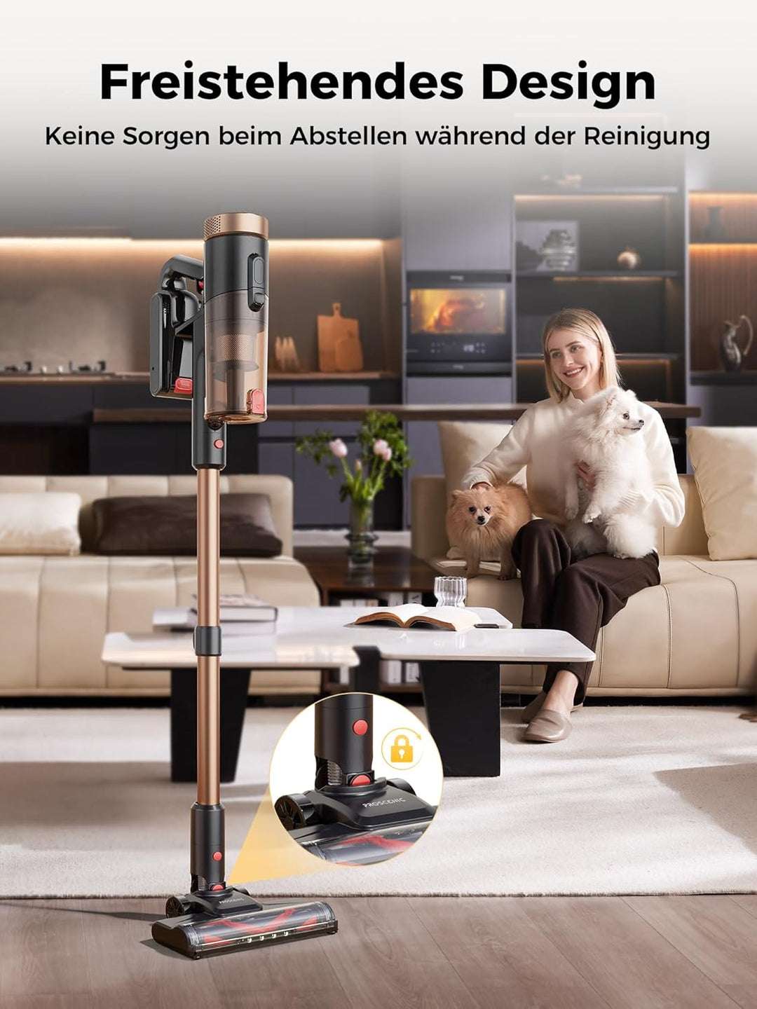 Proscenic P11 Ultra Staubsauger Kabellos, Leichter Selbststehend 50 Kpa 50 Min Akku Staubsauger mit