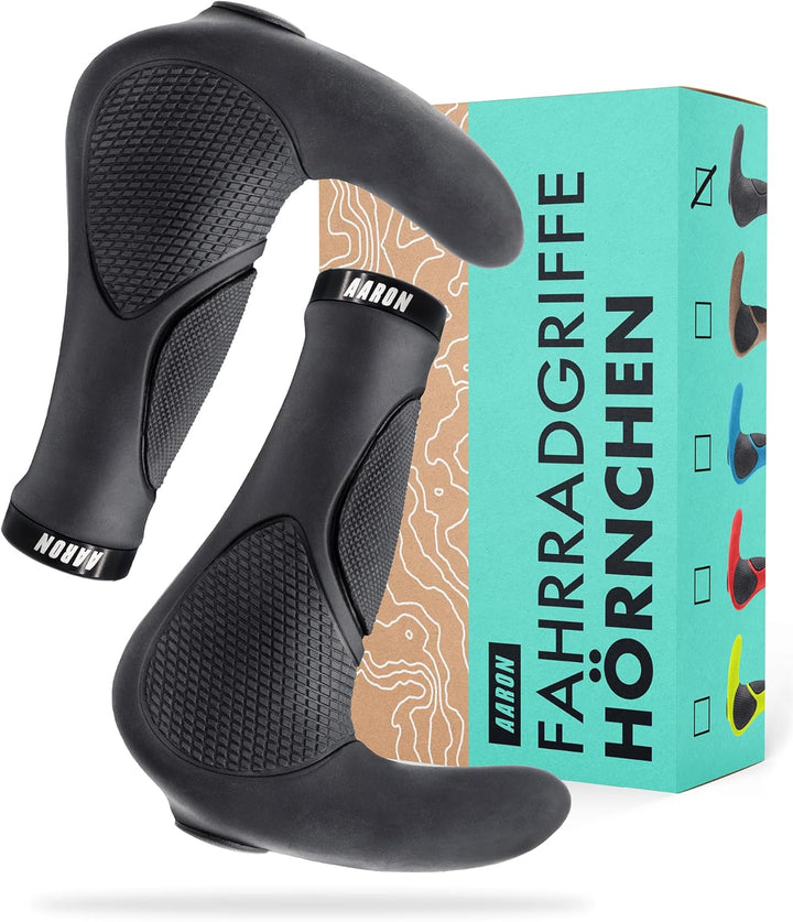 AARON Horn Lenker Griffe mit Gel Dämpfung, ergonomische Lenkerhörner aus rutschfestem Gummi, Fahrrad