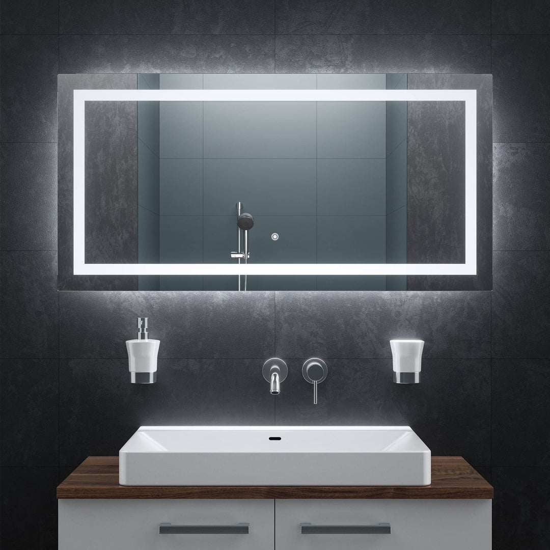 BR Bringer LED Badspiegel - 120x60 cm - Badezimmerspiegel mit Beleuchtung und Anti-Beschlag Funktion