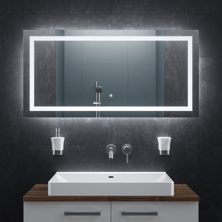 BR Bringer LED Badspiegel - 120x60 cm - Badezimmerspiegel mit Beleuchtung und Anti-Beschlag Funktion