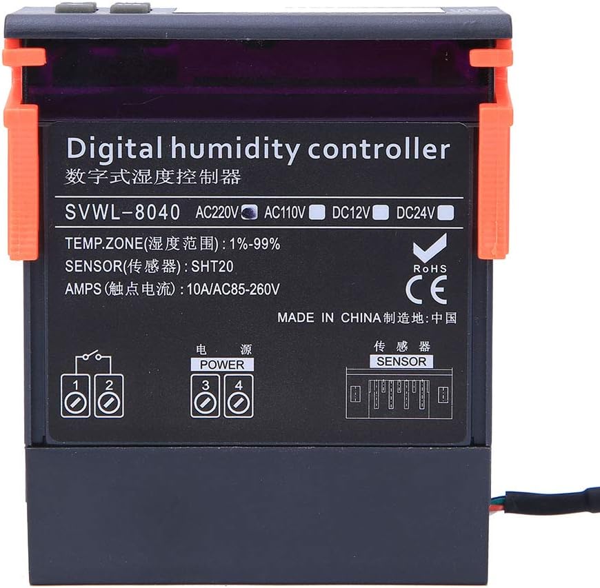 Hyuduo Digitaler Luftfeuchtigkeitsregler WH8040 Messbereich 1% -99% RH HM-40 Sensor für hohe Genauig