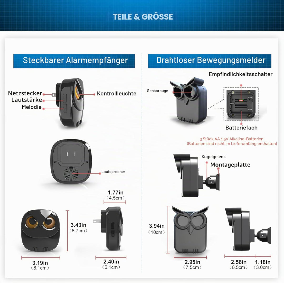 800m Reichweite drahtloses Einfahrtsalarmsystem - Bewegungssensor & Detektor-Home & Office DIY Siche