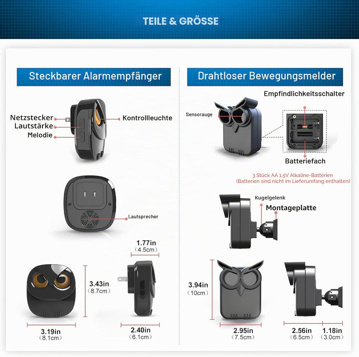 800m Reichweite drahtloses Einfahrtsalarmsystem - Bewegungssensor & Detektor-Home & Office DIY Siche