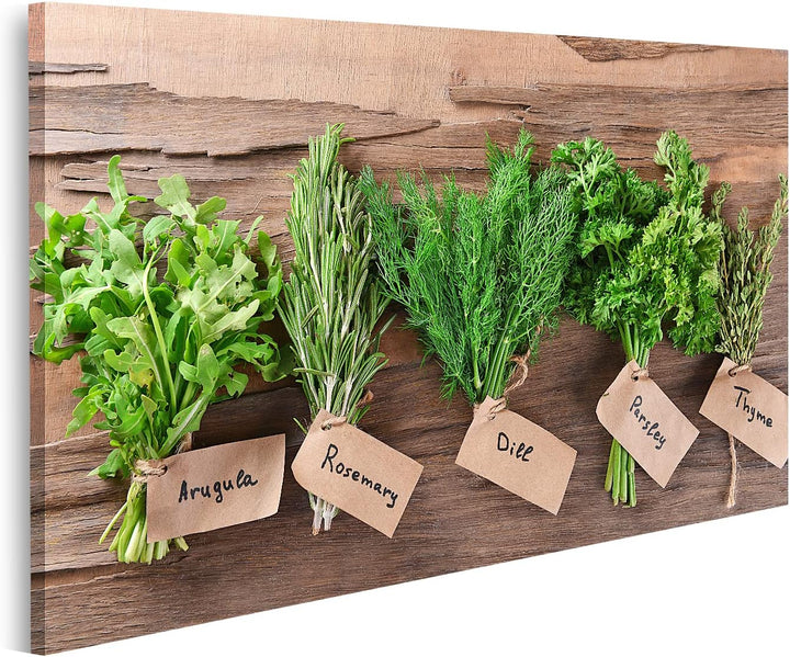islandburner Bild auf Leinwand Verschiedene Frische Kräuter Auf Holzuntergrund Bilder Wandbilder Pos