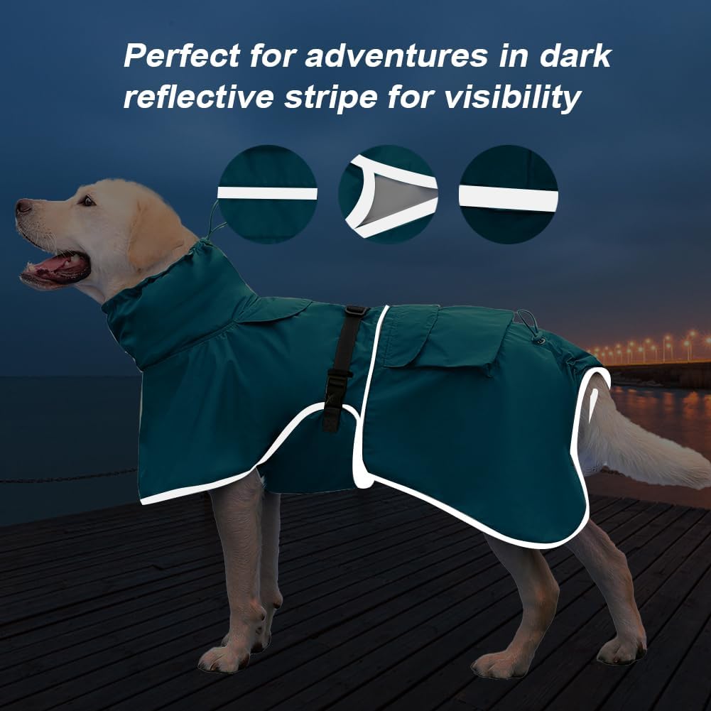 Hunde-Regenmantel mit Kapuze, Wasserdicht, Verstellbar, Leicht, für Kleine, Mittlere und Grosse Hund