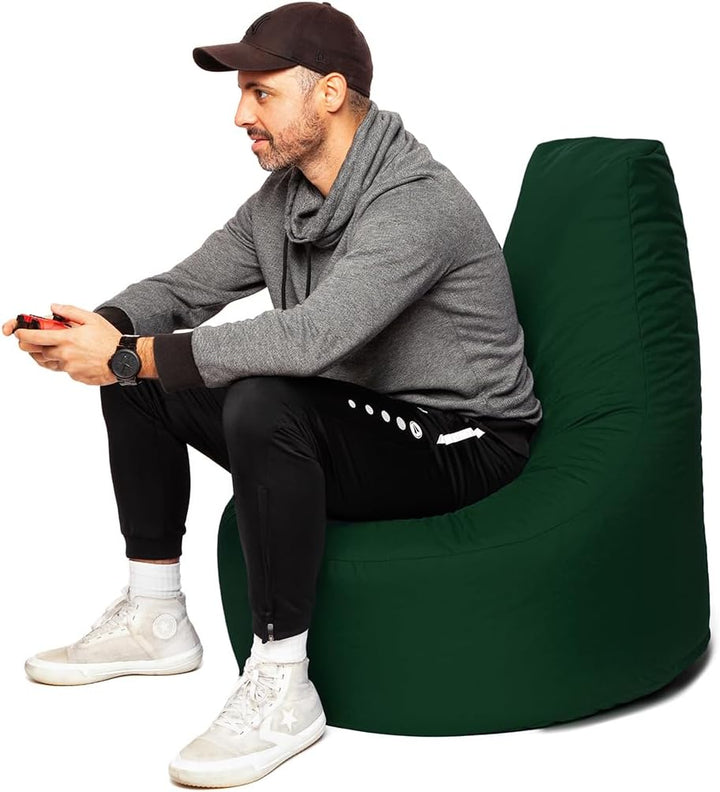 PATCH HOME Gamer Sessel inkl. Würfel Bean Bag Set Ø80cm, 30cm Sitzhöhe, 90cm Höhe + 35x35cm Würfel D