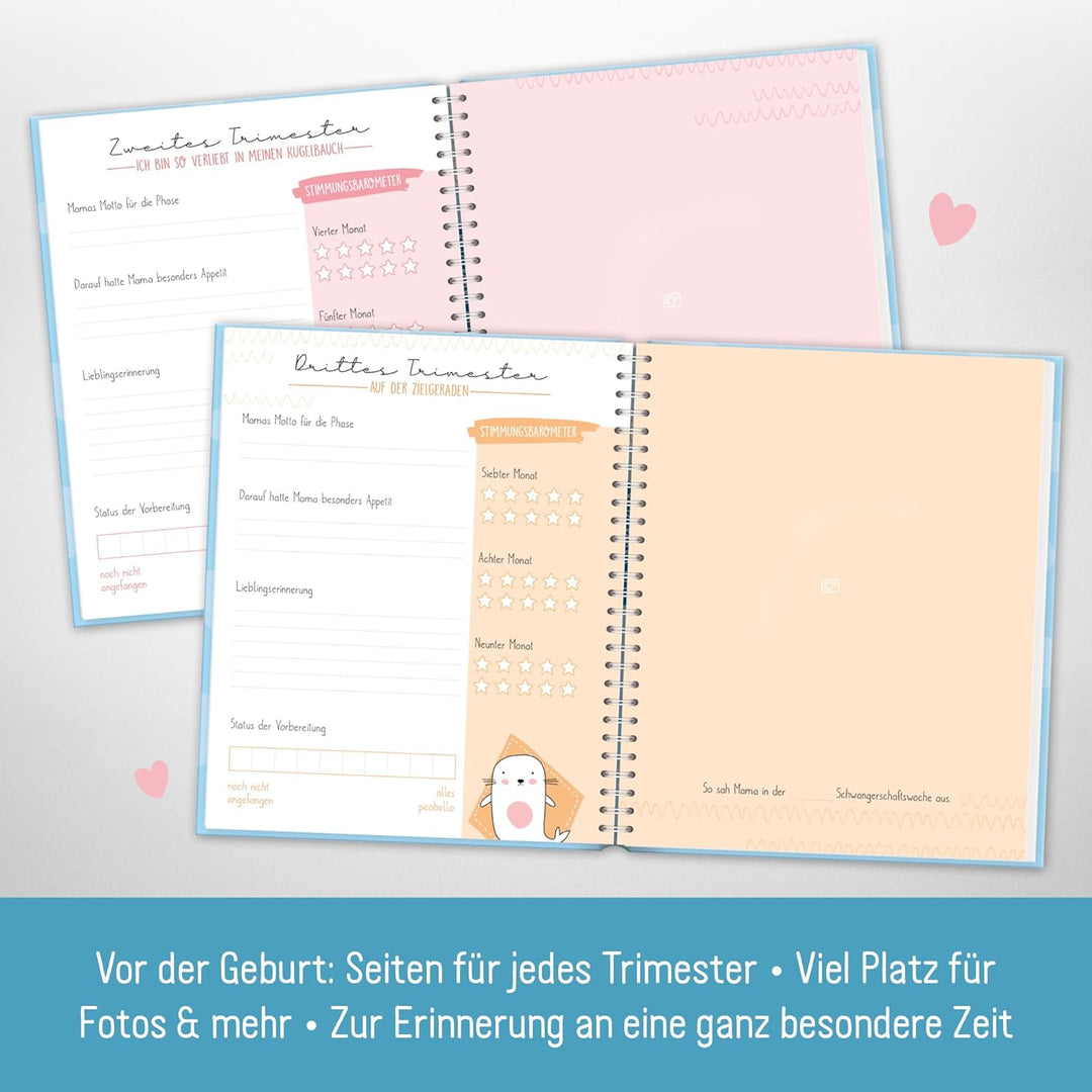 Häfft® Babyalbum "Little Rocket" Baby-Tagebuch für Schwangerschaft und das erste Jahr - Erinnerungsa