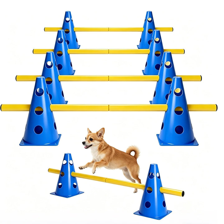 4 Stück Steckhürdenset Grosse Hunde, Hundeparcours Kegel Plastik Agility Set Hunde Klein Indoor Eins