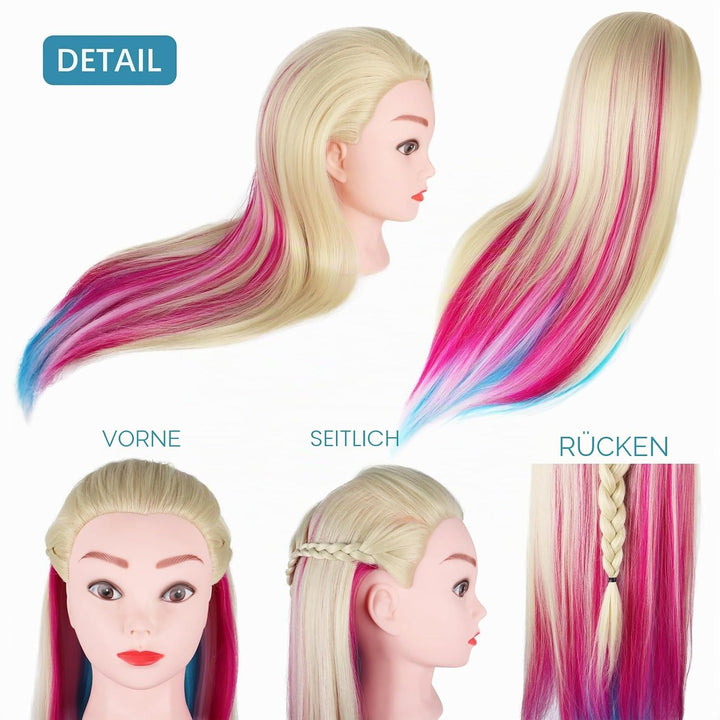 Hair Styling Training Head Synthetic hair, 23" Cosmetology Mannequin Head Hairdressing Manikin Doll