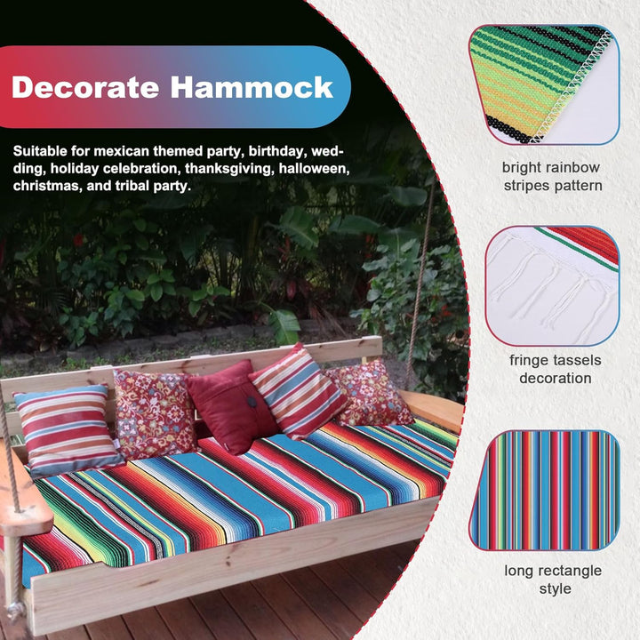 Mexikanische Decke, Sarape Picknick, Tischdecke, warme Decke, Yoga-Stange, 120 x 180 cm