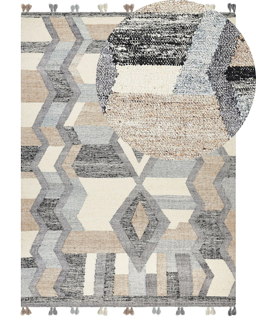 Kelim-Teppich Wolle bunt 160 x 230 cm handgewebt geometrisches Muster Aygezard