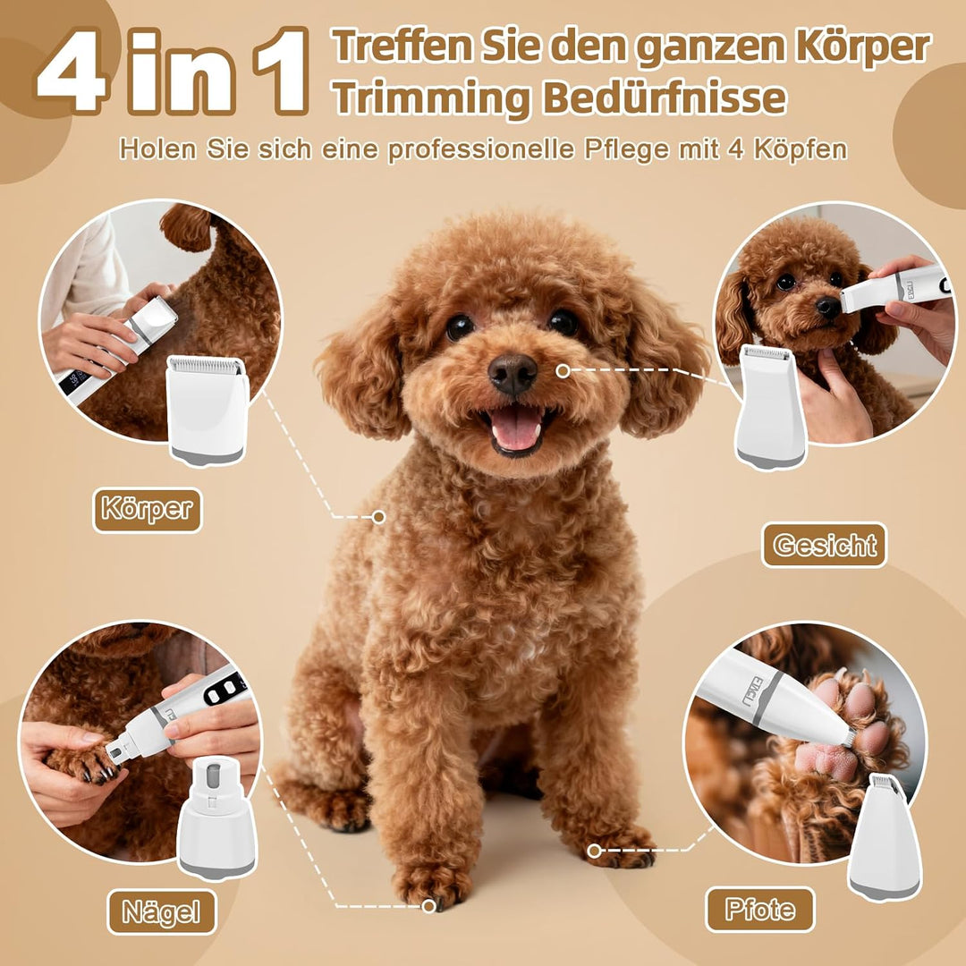 ETACCU 4in1 Leise Schermaschine Hund Katze mit LED-Anzeige, Hundeschermaschine Pfotentrimmer für Kat