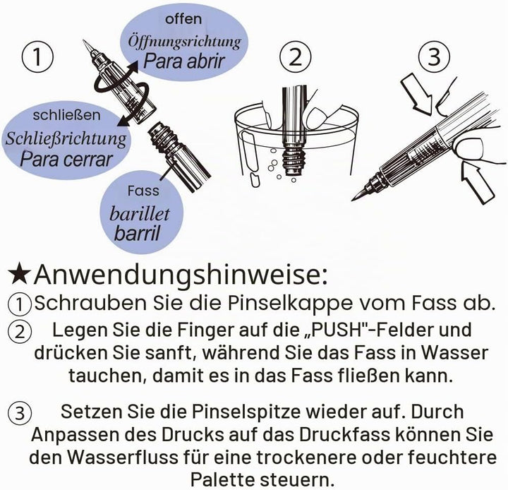 Kuretake Zig Aquarell-Pinsel2O, mehrfarbig, klein, S