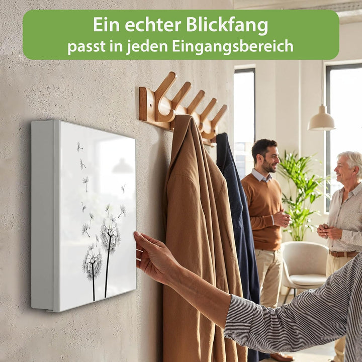 banjado Grosser Schlüsselkasten Metall - Schlüsselbox 30x30cm mit 32 Haken - Schlüsselkasten modern