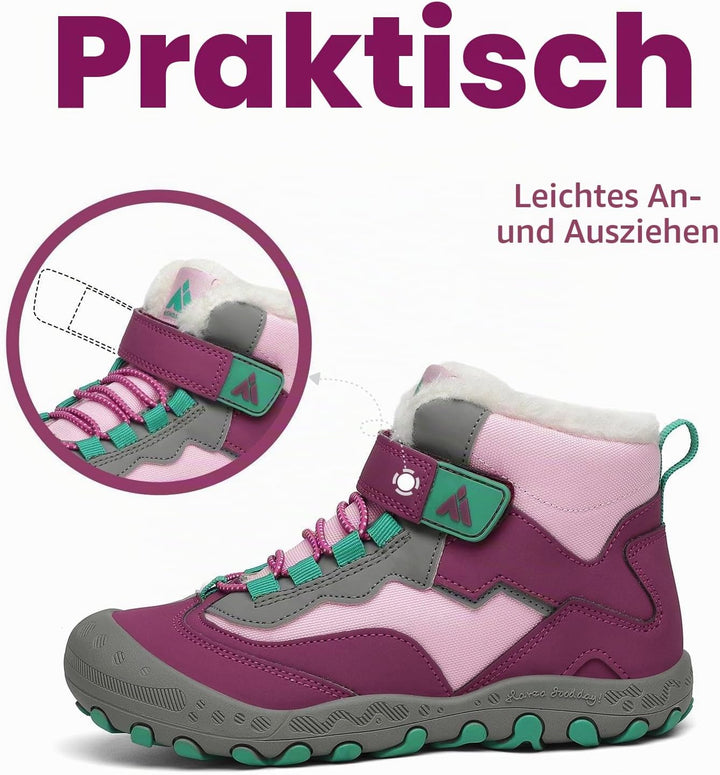 Mishansha Kinder Winterschuhe Warm Gefüttert Winterstiefel Jungen Mädchen Schneestiefel Outdoor ruts