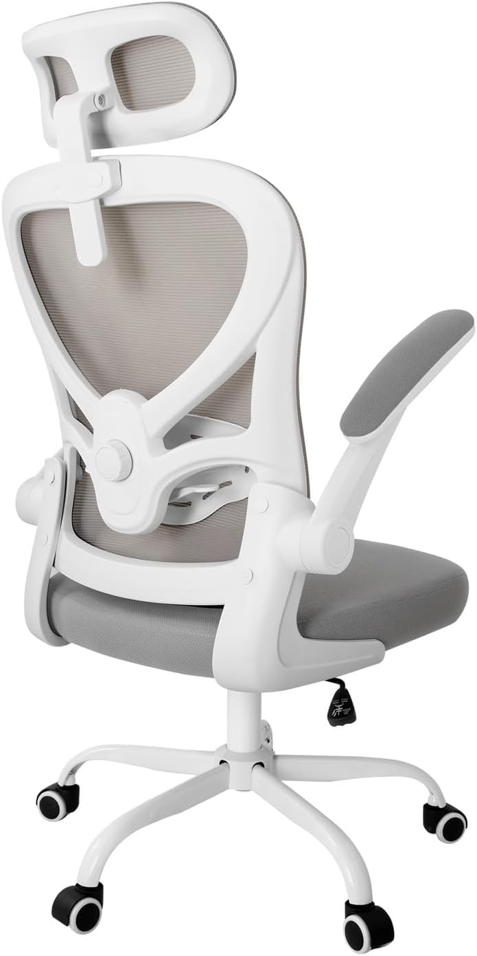 ALAULM Ergonomischer Bürostuhl mit Verstellbarer Lendenwirbelstütze und um 90° hochklappbaren Armleh