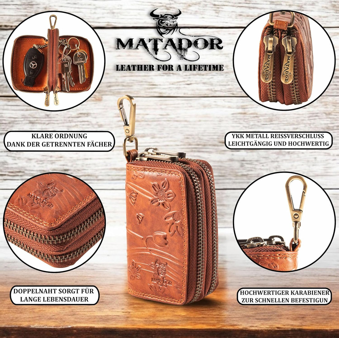 MATADOR Schlüsseletui Herren Leder #KOPENHAGEN mit edler Geschenk Box, Elegante Autoschlüssel Hülle