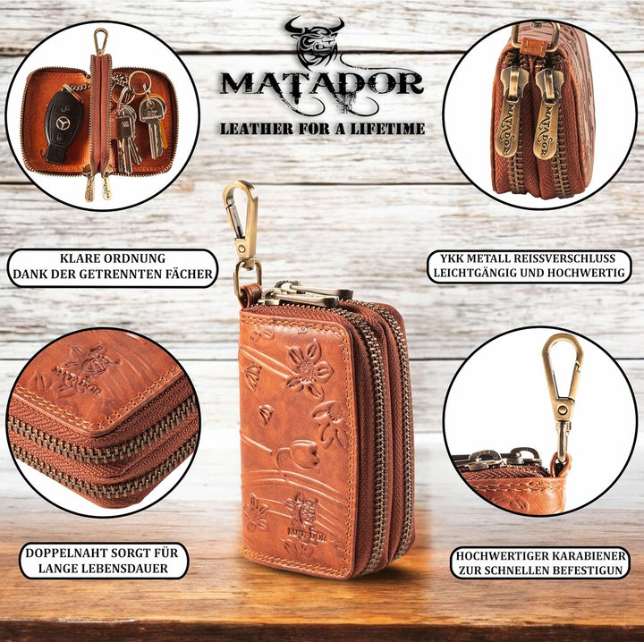 MATADOR Schlüsseletui Herren Leder #KOPENHAGEN mit edler Geschenk Box, Elegante Autoschlüssel Hülle
