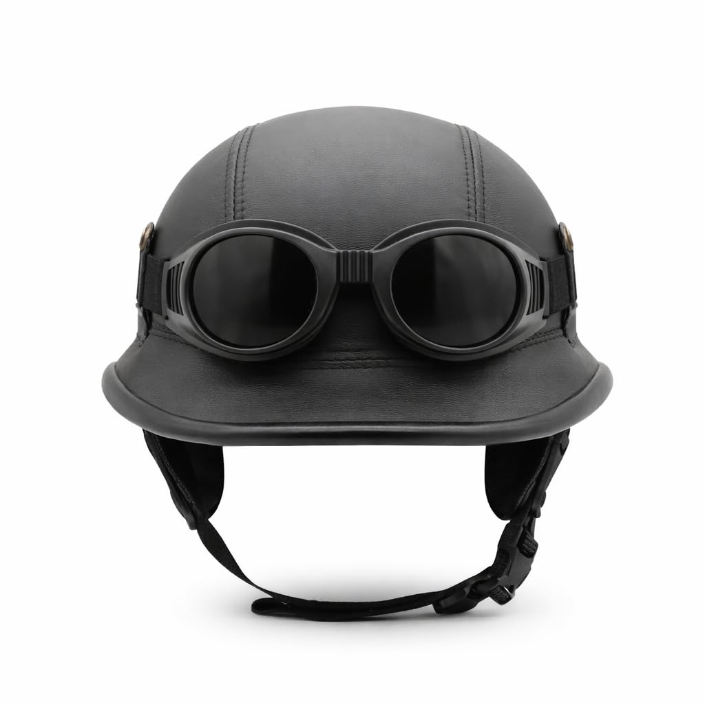 Mienloco Motorrad Jet Helm Harley Chopper Militär Halbschale Biker Mofa Roller Wehrmacht H1 L, H1 L