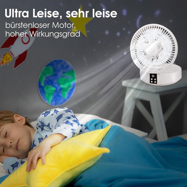 Ausbond Leiser kleiner Lüfter, USB Desktop Lüfter, leiser und starker Wind, tragbarer, mit LED-Licht