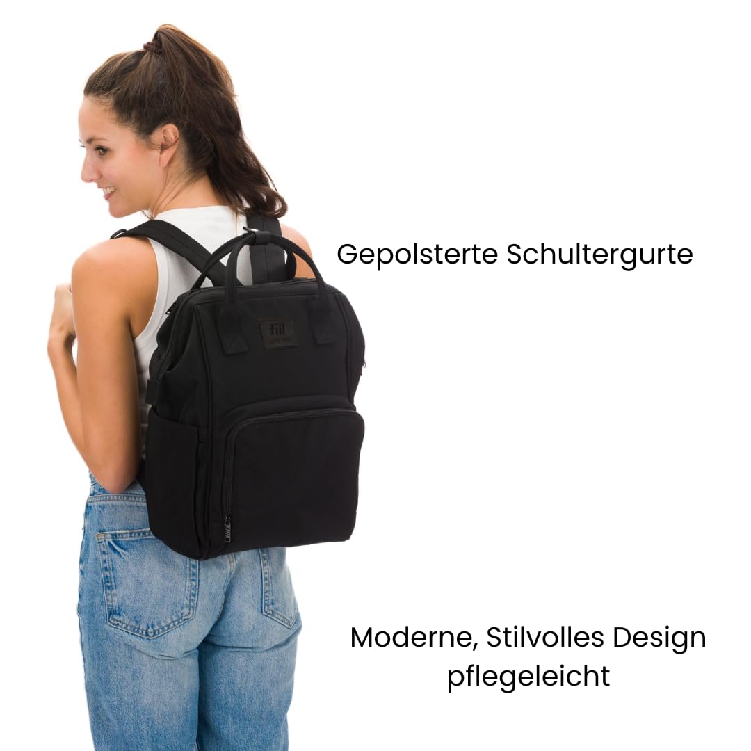 Fillikid Wickelrucksack Barcelona | Geräumiger & stylischer Rucksack mit vielen Fächern, isoliertem