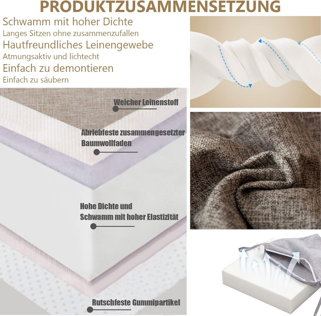 Kimgull 2er Set Stuhlkissen mit Bändern Bequeme Waschbare Rutschfestes Sitzkissen Ideal für zu Hause
