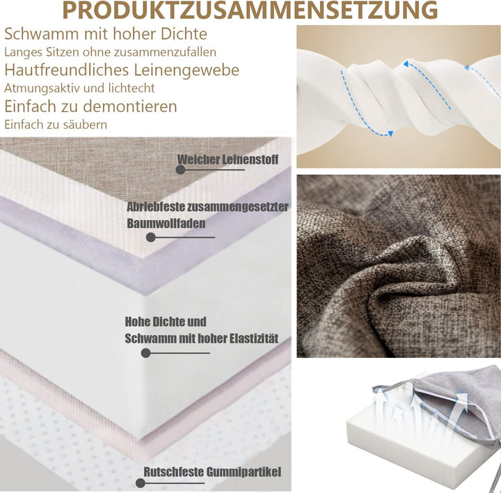 Kimgull 2er Set Stuhlkissen mit Bändern Bequeme Waschbare Rutschfestes Sitzkissen Ideal für zu Hause
