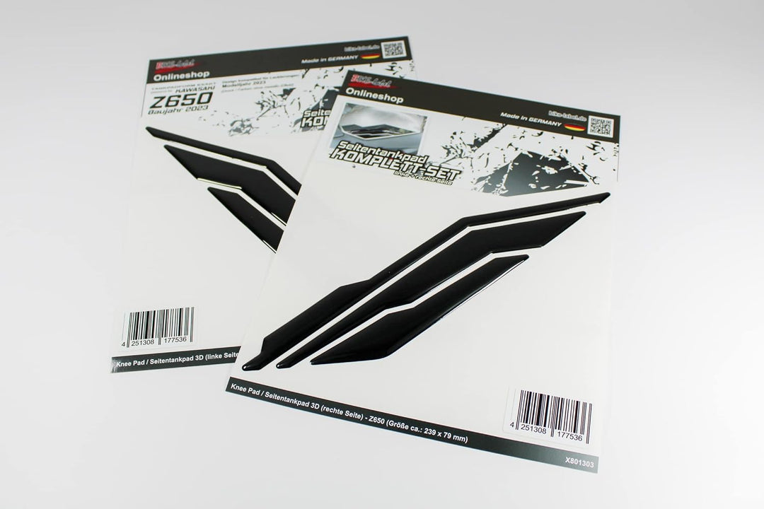 Tankpad Kniepad Aufkleber schwarz black kompatibel für Kawasaki Z650 X850045 Spar-Set - 1, Spar-Set