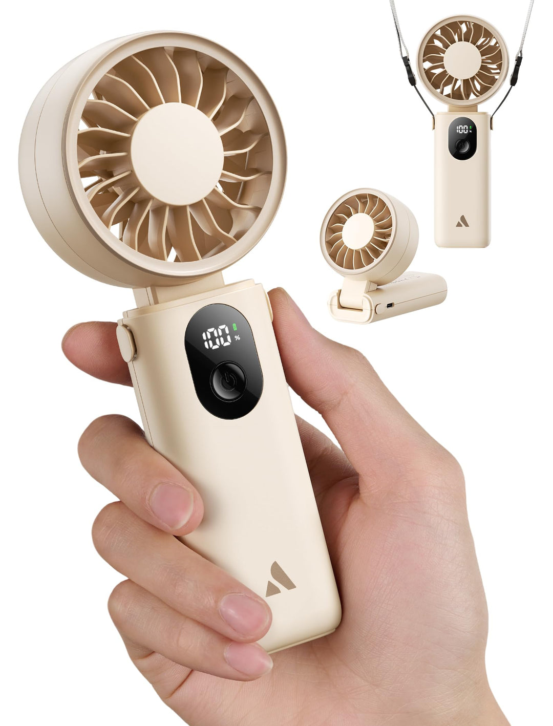 Aecooly 3-in-1 Handventilator | Max. 20 Stunden Laufzeit | 5 Windstufen mit LED-Anzeige | USB-wieder