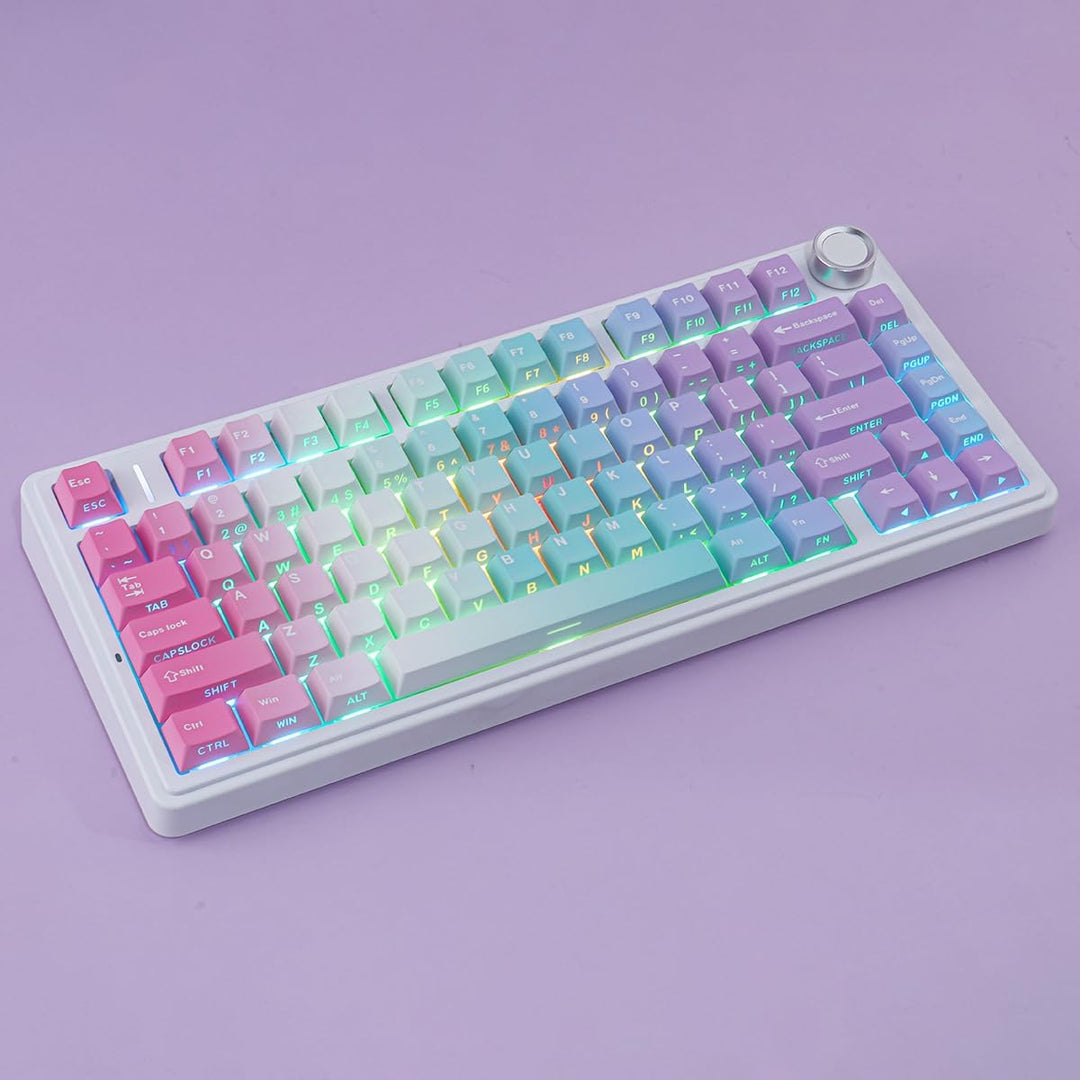 PBT Keycaps, 133 Keys Y2K Aesthetic Gradient Keycaps, Double Shot Shine Through Side Printed Keycap,