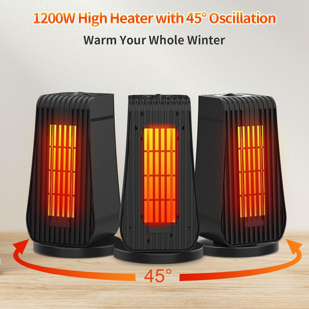 Qoosea Heizlüfter Energiesparend Leise 1200W Heizlüfter Elektrische Raumheizung Mini Keramik Heizung