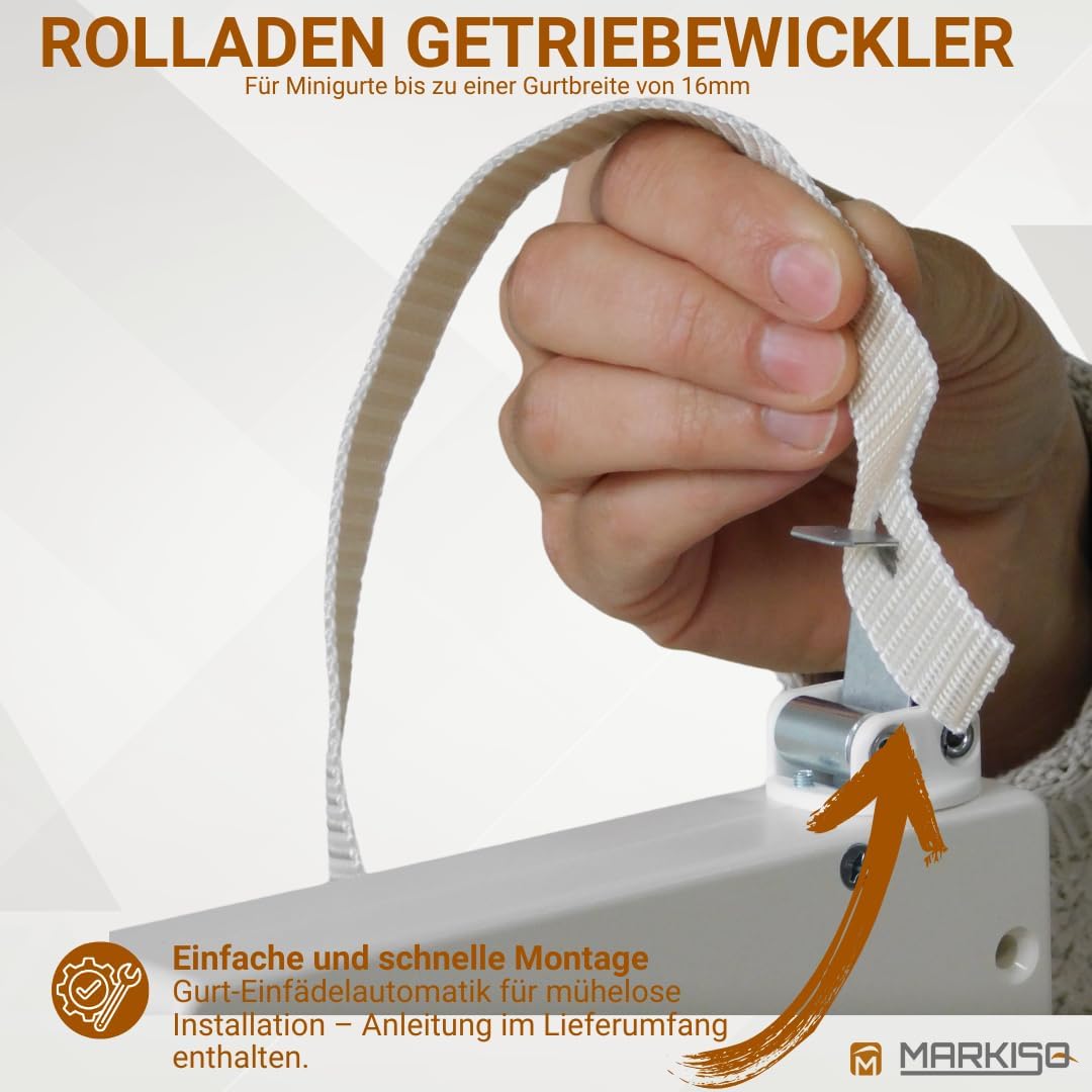 Rolladen Kurbelwickler Getriebewickler inkl. Kurbel für Gurte bis 16mm mit Einfädelautomatik 1 Stück
