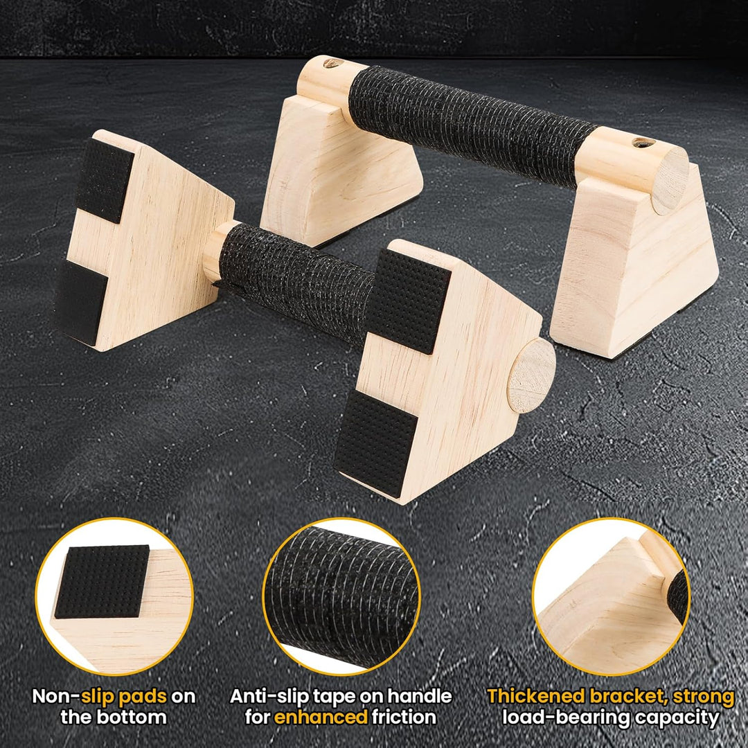 2 Stück Liegestützgriffe aus Holz Handstand Griffe 20 CM Push Up Bars mit Rutschfeste Gummipuffer, P