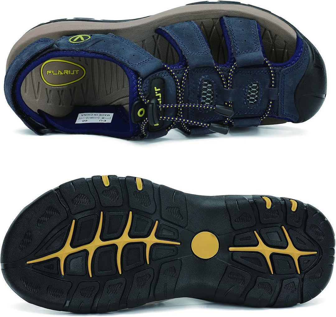 FLARUT Sandalen Herren Outdoorsandalen Sommer Wanderschuhe Trekkingsandalen Leder Strand Wandersanda