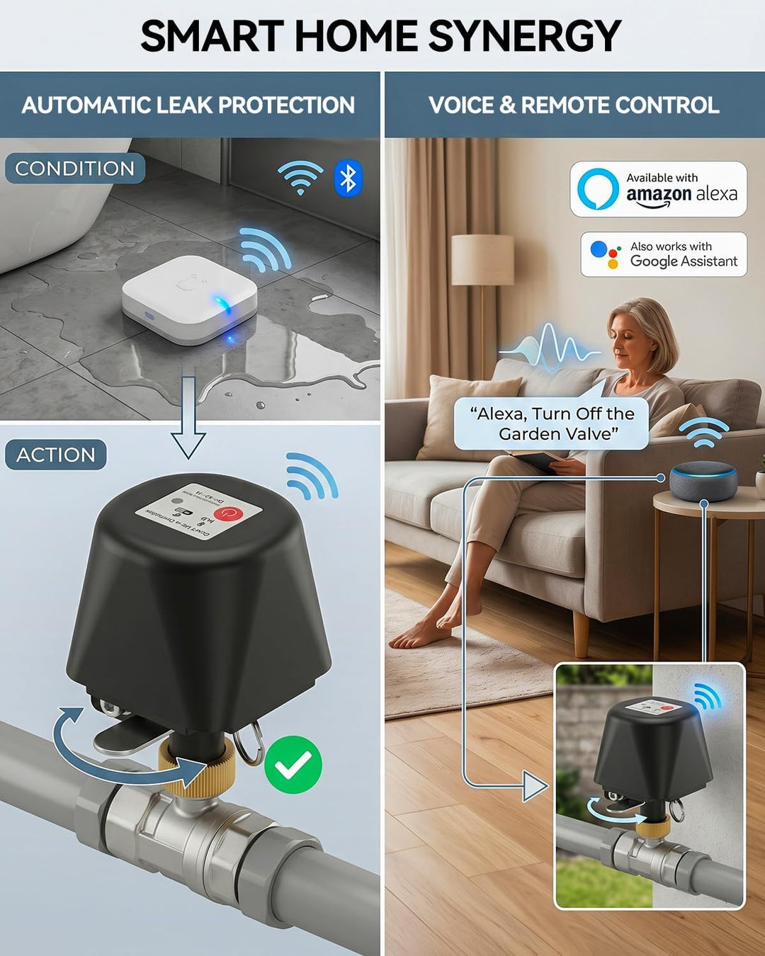 Smart Ball-Wasserventil, App-Steuerung, 4 Timer-Modi für automatische Steuerung, unterstützt 2,4-GHz