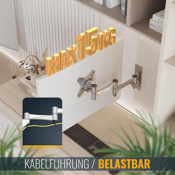 RICOO TÜV geprüfte PC Monitor Wandhalterung Schwenkbar Neigbar Universal für Bildschirm 13-19-24-27-