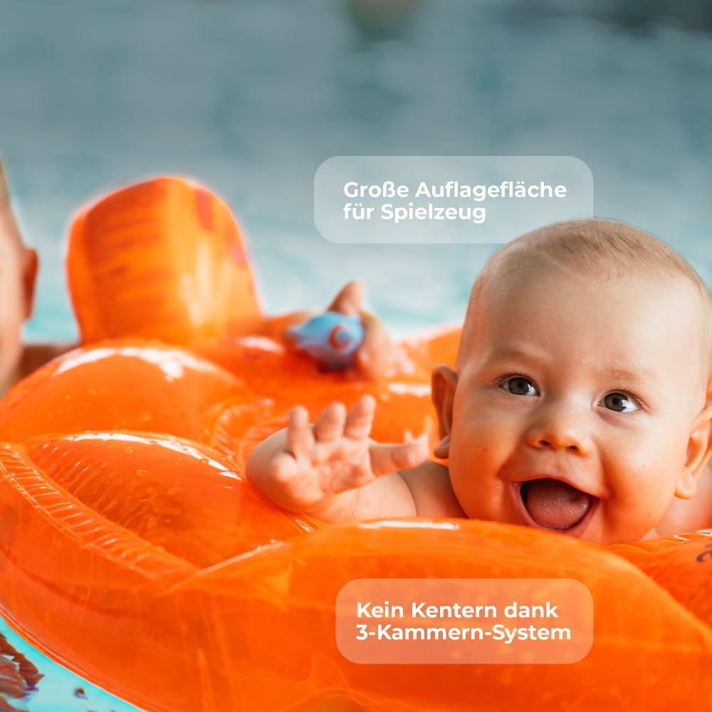 Flipper SwimSafe 1040 - Schwimmsitz für Babys ab 3 Monaten, Schwimmhilfe mit 3 Luftkammern und ohne