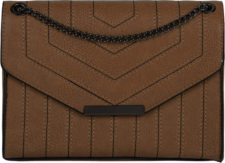 styleBREAKER Damen Crossbody Umhängetasche Ziernähte PU | 22x15x8,5 cm, variable Gliederkette (77 od