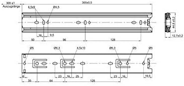 SOTECH 2 Paar (4 Stück) Vollauszüge KV3-45-H45-L300-NF schwarz 300 mm (eingeschoben) Kugelführung Tr